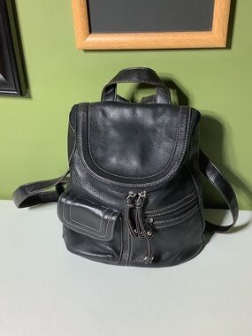 Tignanello black leather backpack